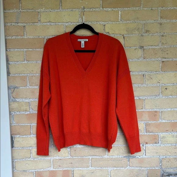 Autumn Cashmere V-Neck Orange Cashmere Sweater - Picture 1 of 4